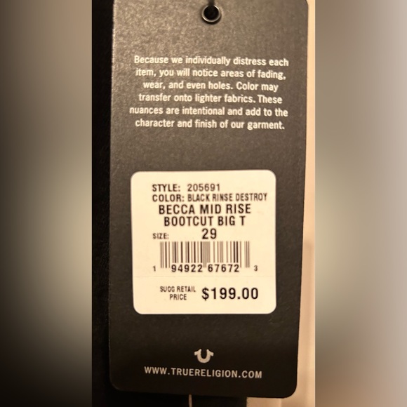 **NWT** BECCA BIG T STITCH BOOTCUT JEAN - Picture 5 of 8